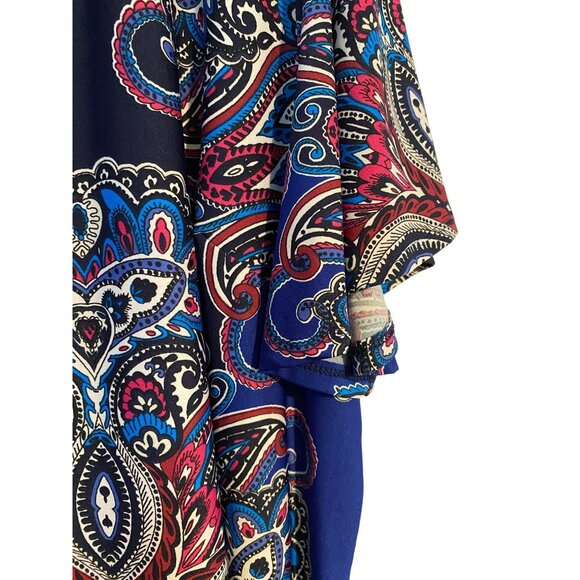 Roz & Ali 2X Womens Tunic Boho Paisley Short Sleeve Long Line Oversized Top - Picture 11 of 11